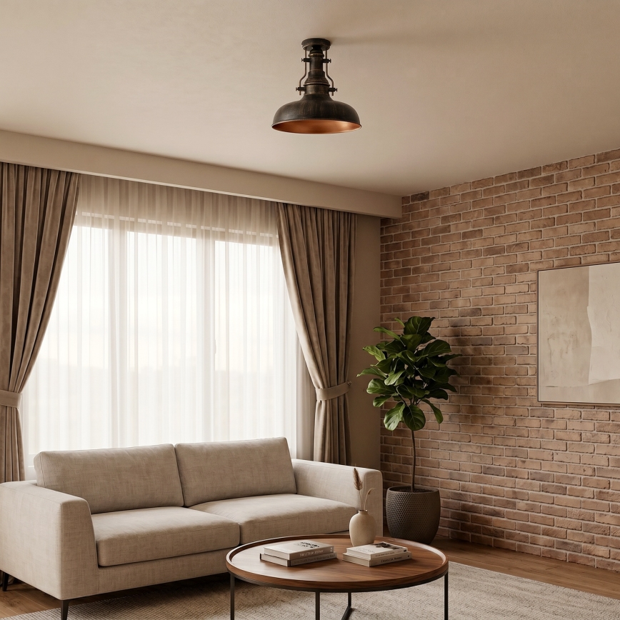 Brilagi - Plafoniera da soffitto PYRONIC 1xE27/40W/230V Ø 32 cm bronzo/patina