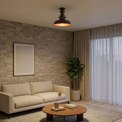 Brilagi - Plafoniera da soffitto PYRONIC 1xE27/40W/230V Ø 32 cm bronzo/patina