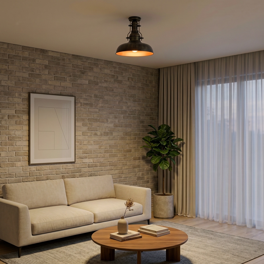 Brilagi - Plafoniera da soffitto PYRONIC 1xE27/40W/230V Ø 32 cm bronzo/patina