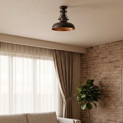 Brilagi - Plafoniera da soffitto PYRONIC 1xE27/40W/230V Ø 32 cm bronzo/patina