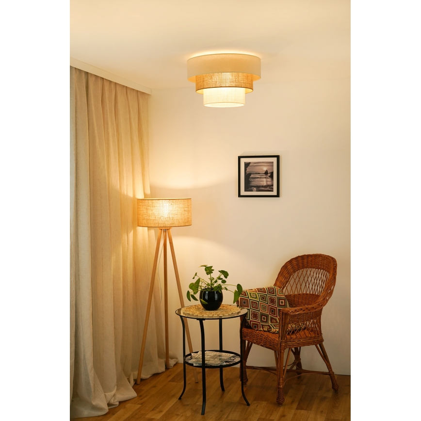 Brilagi-Plafoniera DENVER LUNETA 1xE27/15W/230V diametro 45 beige/marrone/color crema