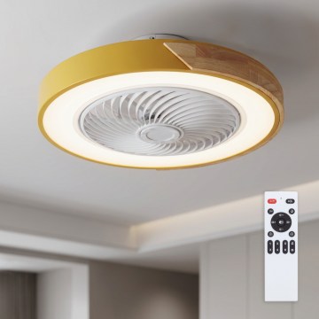 Brilagi - Plafoniera dimmerabile a LED con ventilatore LED/38W/230V 3000-6500K 3000-6500K Ø 50 cm oro/rovere + telecomando