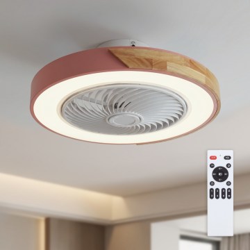 Brilagi - Plafoniera dimmerabile a LED con ventilatore LED/38W/230V 3000-6500K Ø 50 cm rosa/rovere + telecomando