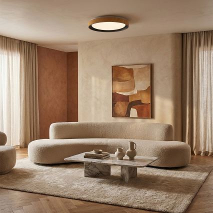 Brilagi - Plafoniera LED dimmerabile FLOCO LED/48W/230V 3000-6500K Ø 40 cm finitura effetto legno/nero + telecomando