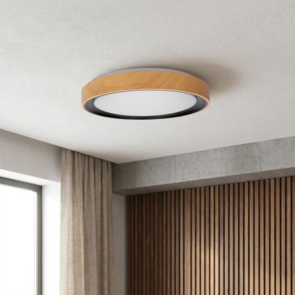 Brilagi - Plafoniera LED dimmerabile FLOCO LED/48W/230V 3000-6500K Ø 40 cm finitura effetto legno/nero + telecomando