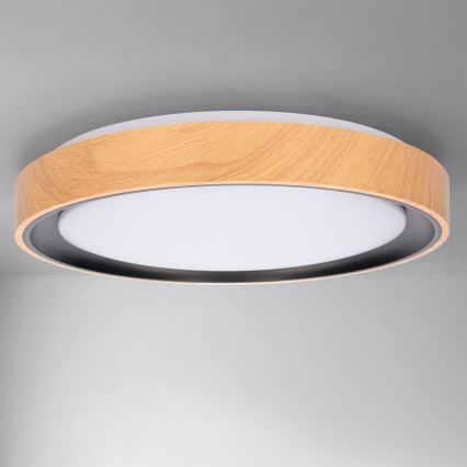 Brilagi - Plafoniera LED dimmerabile FLOCO LED/48W/230V 3000-6500K Ø 40 cm finitura effetto legno/nero + telecomando
