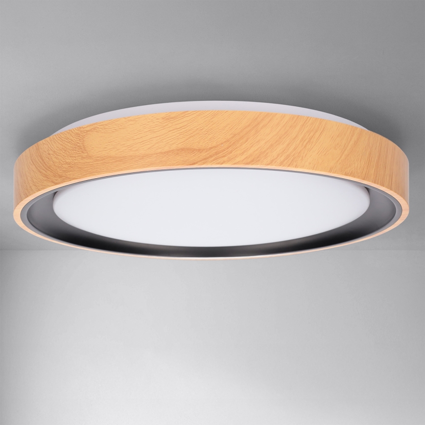 Brilagi - Plafoniera LED dimmerabile FLOCO LED/48W/230V 3000-6500K Ø 40 cm finitura effetto legno/nero + telecomando