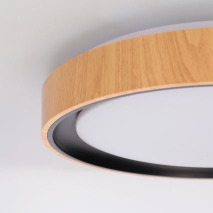 Brilagi - Plafoniera LED dimmerabile FLOCO LED/48W/230V 3000-6500K Ø 40 cm finitura effetto legno/nero + telecomando
