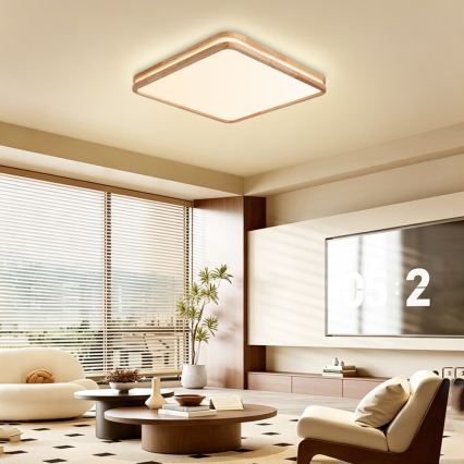 Brilagi - Plafoniera LED dimmerabile MOLINA SQUARE LED/80W/230V 3000-6000K rovere 60x60 cm + telecomando