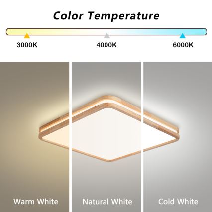 Brilagi - Plafoniera LED dimmerabile MOLINA SQUARE LED/80W/230V 3000-6000K rovere 60x60 cm + telecomando
