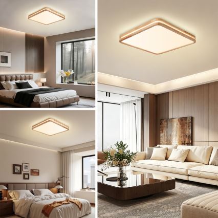 Brilagi - Plafoniera LED dimmerabile MOLINA SQUARE LED/80W/230V 3000-6000K rovere 60x60 cm + telecomando