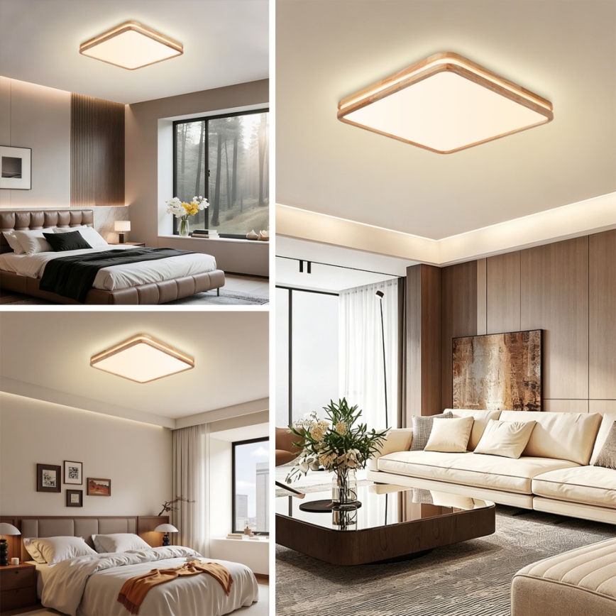 Brilagi - Plafoniera LED dimmerabile MOLINA SQUARE LED/80W/230V 3000-6000K rovere 60x60 cm + telecomando