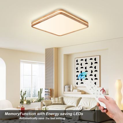 Brilagi - Plafoniera LED dimmerabile MOLINA SQUARE LED/80W/230V 3000-6000K rovere 60x60 cm + telecomando