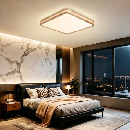 Brilagi - Plafoniera LED dimmerabile MOLINA SQUARE LED/80W/230V 3000-6000K rovere 60x60 cm + telecomando