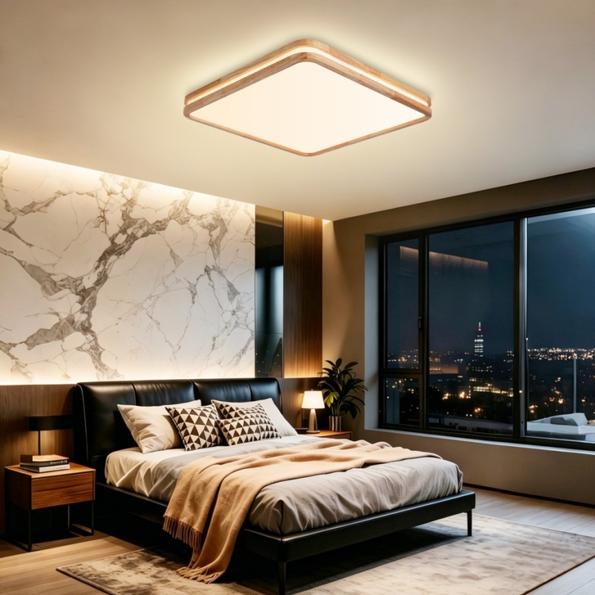 Brilagi - Plafoniera LED dimmerabile MOLINA SQUARE LED/80W/230V 3000-6000K rovere 60x60 cm + telecomando