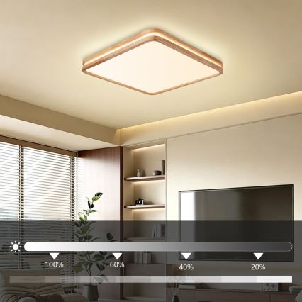 Brilagi - Plafoniera LED dimmerabile MOLINA SQUARE LED/80W/230V 3000-6000K rovere 60x60 cm + telecomando