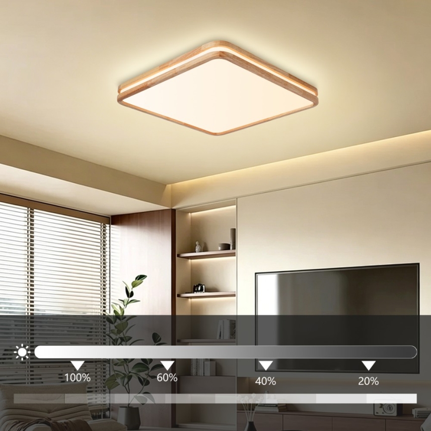 Brilagi - Plafoniera LED dimmerabile MOLINA SQUARE LED/80W/230V 3000-6000K rovere 60x60 cm + telecomando