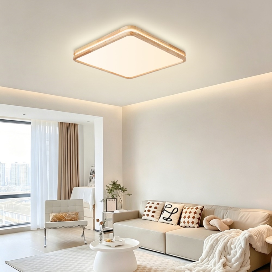 Brilagi - Plafoniera LED dimmerabile MOLINA SQUARE LED/80W/230V 3000-6000K rovere 60x60 cm + telecomando