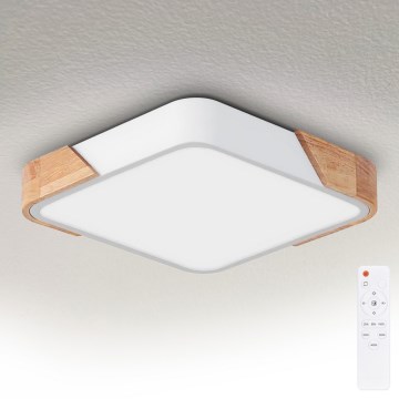 Brilagi - Plafoniera dimmerabile a LED PILANA LED/48W/230V 3000-6500K rovere/bianco 42x42 cm + telecomando