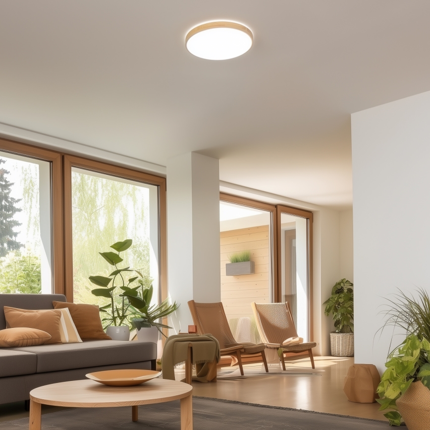 Brilagi - Plafoniera LED dimmerabile PINE LED/24W/230V in legno Ø 42 cm 3000-6500K + telecomando