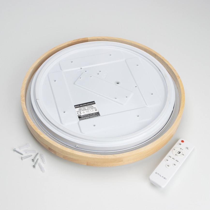 Brilagi - Plafoniera LED dimmerabile PINE LED/24W/230V in legno Ø 42 cm 3000-6500K + telecomando