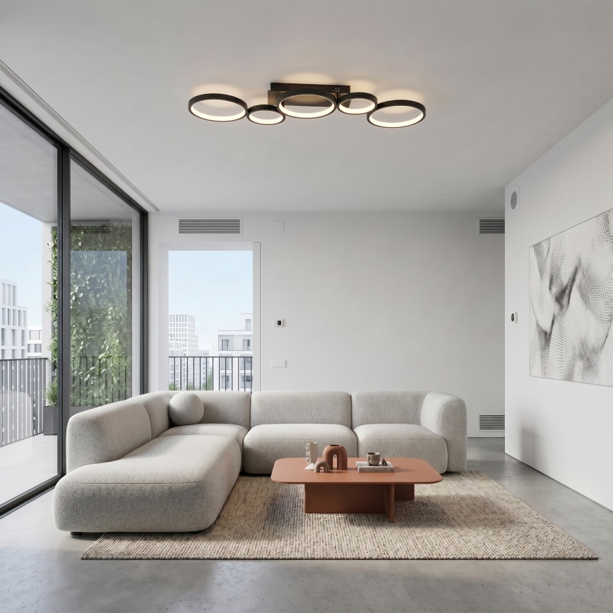 Brilagi - Plafoniera LED dimmerabile RINGO LED/34W/230V 3000-6000K 28x84 cm nera + telecomando