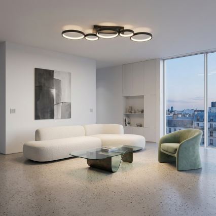 Brilagi - Plafoniera LED dimmerabile RINGO LED/34W/230V 3000-6000K 28x84 cm nera + telecomando