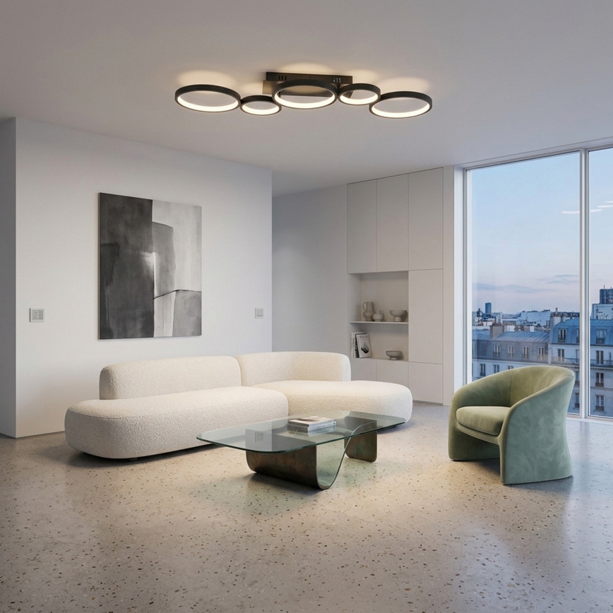Brilagi - Plafoniera LED dimmerabile RINGO LED/34W/230V 3000-6000K 28x84 cm nera + telecomando