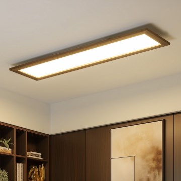 Brilagi - Plafoniera dimmerabile a LED SLIMFRAME WOOD LED/58W/230V 124x34 cm 3000-6000K marrone scuro + telecomando