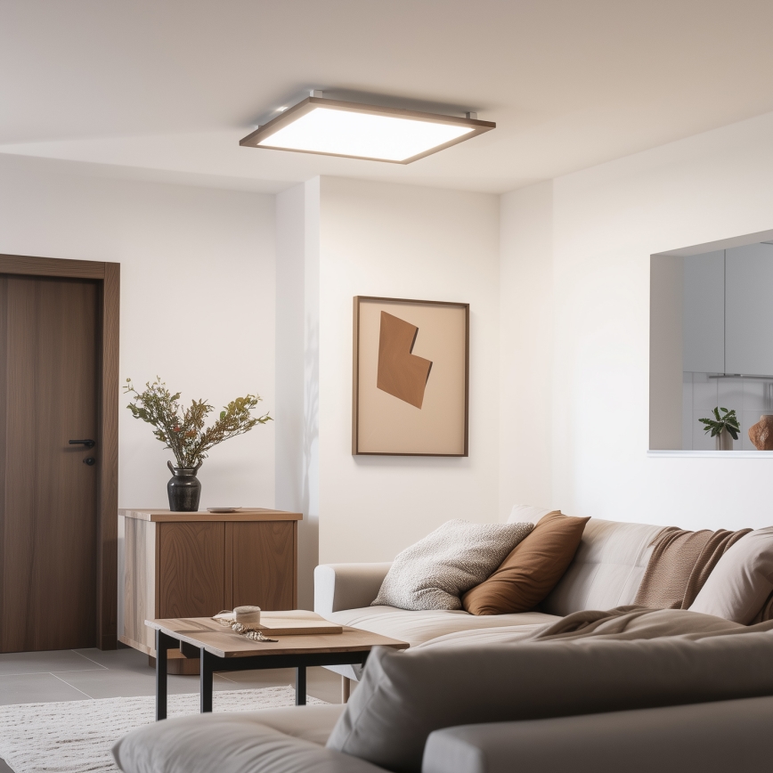 Brilagi - Plafoniera LED dimmerabile SLIMFRAME WOOD LED/58W/230V 64x64 cm 3000-6000K marrone scuro + telecomando