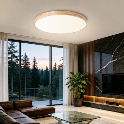 Brilagi - Plafoniera LED dimmerabile WOODLINE LED/100W/230V 3000-6000K in rovere, Ø 80 cm + telecomando