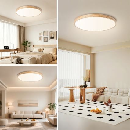 Brilagi - Plafoniera LED dimmerabile WOODLINE LED/100W/230V 3000-6000K in rovere, Ø 80 cm + telecomando