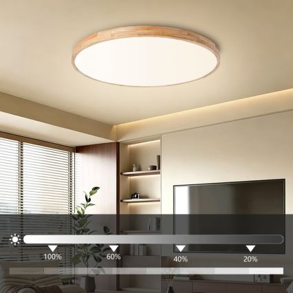 Brilagi - Plafoniera LED dimmerabile WOODLINE LED/100W/230V 3000-6000K in rovere, Ø 80 cm + telecomando