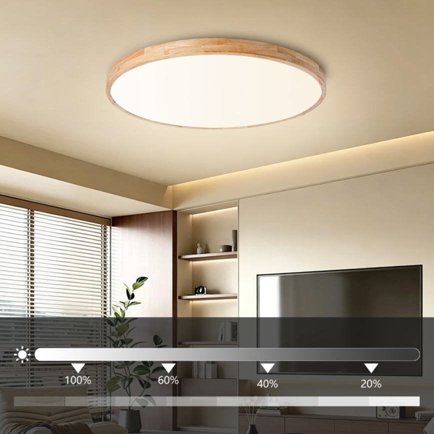 Brilagi - Plafoniera LED dimmerabile WOODLINE LED/100W/230V 3000-6000K in rovere, Ø 80 cm + telecomando