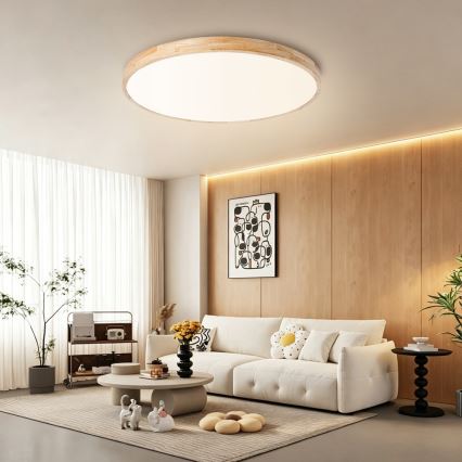 Brilagi - Plafoniera LED dimmerabile WOODLINE LED/100W/230V 3000-6000K in rovere, Ø 80 cm + telecomando