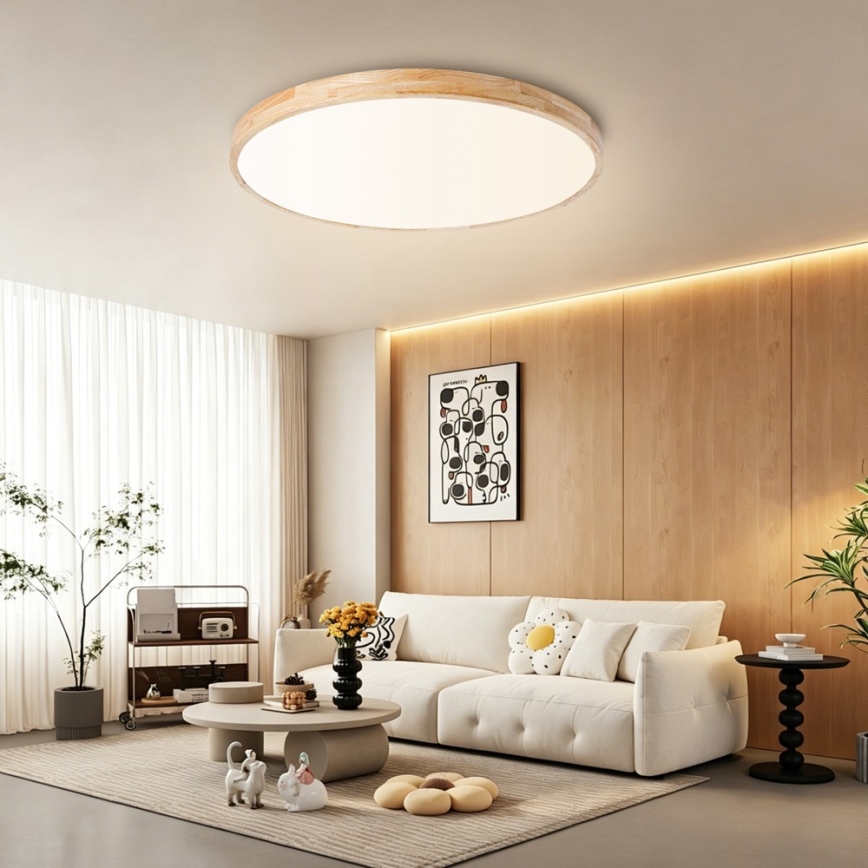 Brilagi - Plafoniera LED dimmerabile WOODLINE LED/100W/230V 3000-6000K in rovere, Ø 80 cm + telecomando
