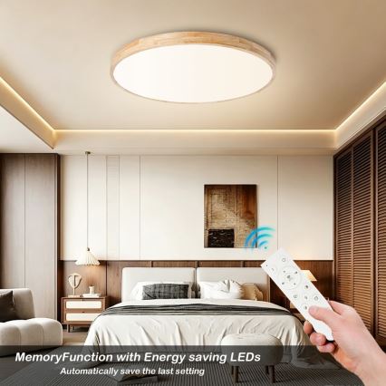 Brilagi - Plafoniera LED dimmerabile WOODLINE LED/100W/230V 3000-6000K in rovere, Ø 80 cm + telecomando