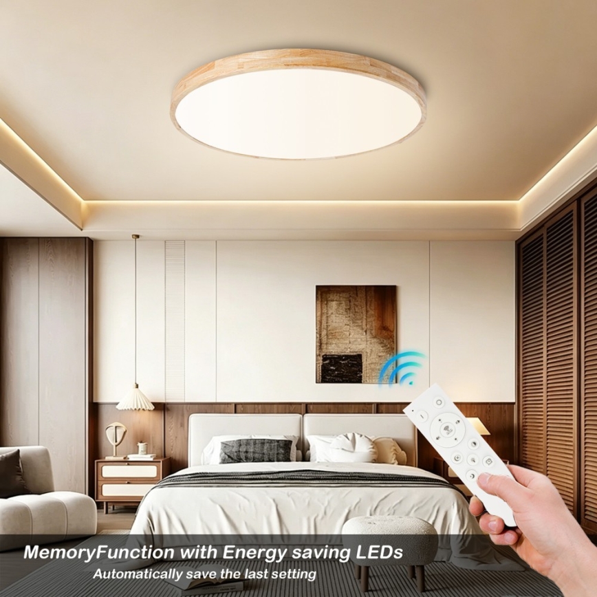 Brilagi - Plafoniera LED dimmerabile WOODLINE LED/100W/230V 3000-6000K in rovere, Ø 80 cm + telecomando