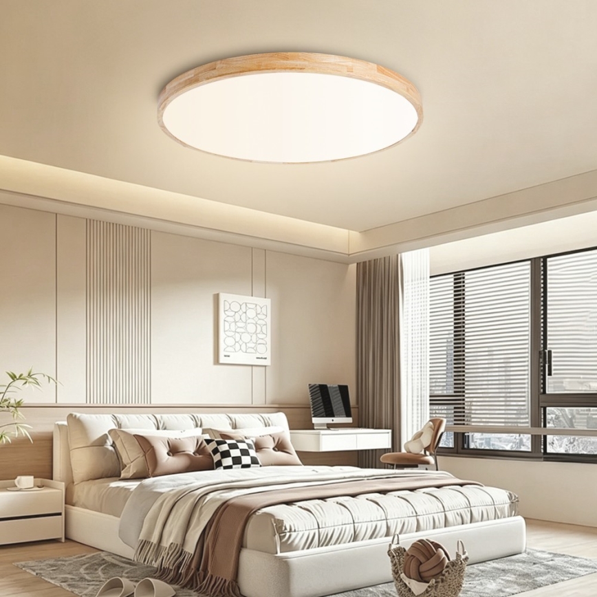 Brilagi - Plafoniera LED dimmerabile WOODLINE LED/100W/230V 3000-6000K in rovere, Ø 80 cm + telecomando