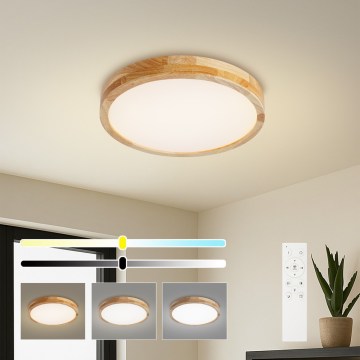 Brilagi - Plafoniera dimmerabile a LED WOODLINE LED/48W/230V 3000-6000K rovere Ø 40 cm + telecomando