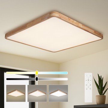 Brilagi - Plafoniera dimmerabile a LED WOODLINE SQUARE LED/180W/230V 3000-6000K rovere 100x100 cm + telecomando