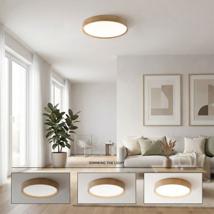 Brilagi - Plafoniera dimmerabile a LED MANAROLA SMART LED/36W/230V 3000-6000K Wi-Fi Tuya Beacon Ø 51 cm rovere + telecomando