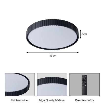 Brilagi - Plafoniera LED dimmerabile ORINO LED/54W/230V 3000-6000K nera Ø 43 cm + telecomando