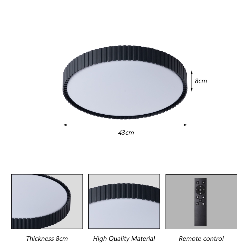 Brilagi - Plafoniera LED dimmerabile ORINO LED/54W/230V 3000-6000K nera Ø 43 cm + telecomando