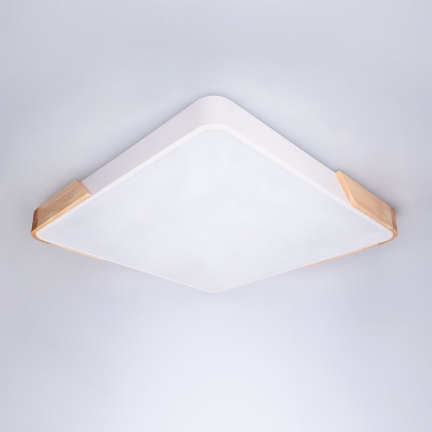 Brilagi - Plafoniera LED dimmerabile PILANA LED/60W/230V 3000-6500K rovere/bianco 56x56 cm + telecomando