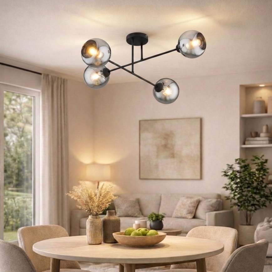 Brilagi - Plafoniera DIOR 4xE27/60W/230V nero/grigio fumé