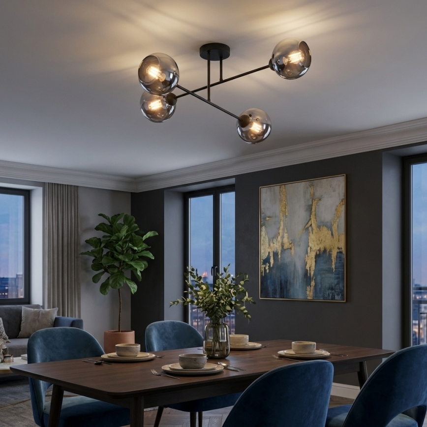 Brilagi - Plafoniera DIOR 4xE27/60W/230V nero/grigio fumé