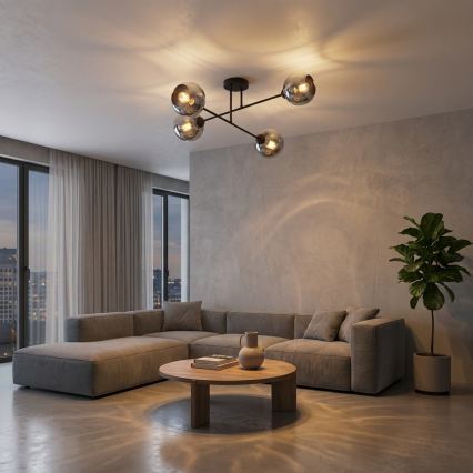 Brilagi - Plafoniera DIOR 4xE27/60W/230V nero/grigio fumé