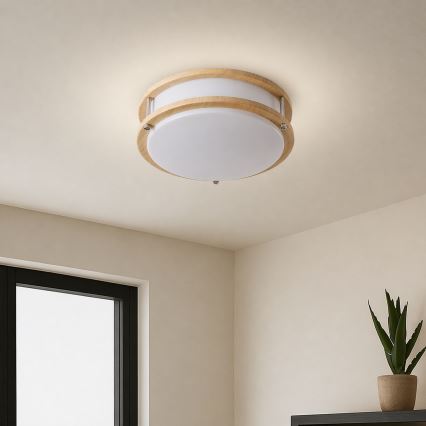 Brilagi - Plafoniera ELARO 2xE27/40W/230V, diametro 26 cm, finitura effetto legno