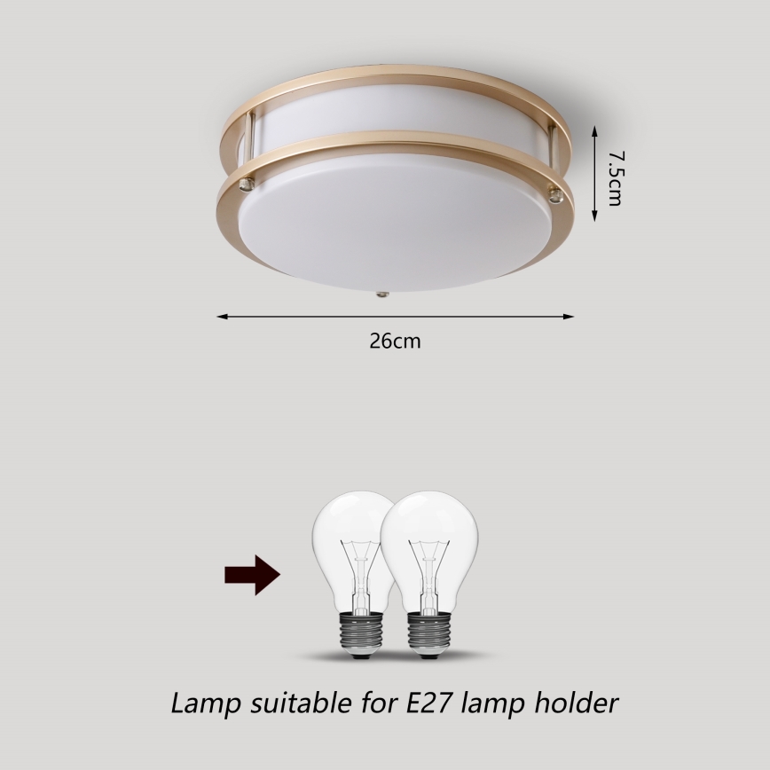 Brilagi - Plafoniera ELARO 2xE27/40W/230V Ø 26 cm dorata